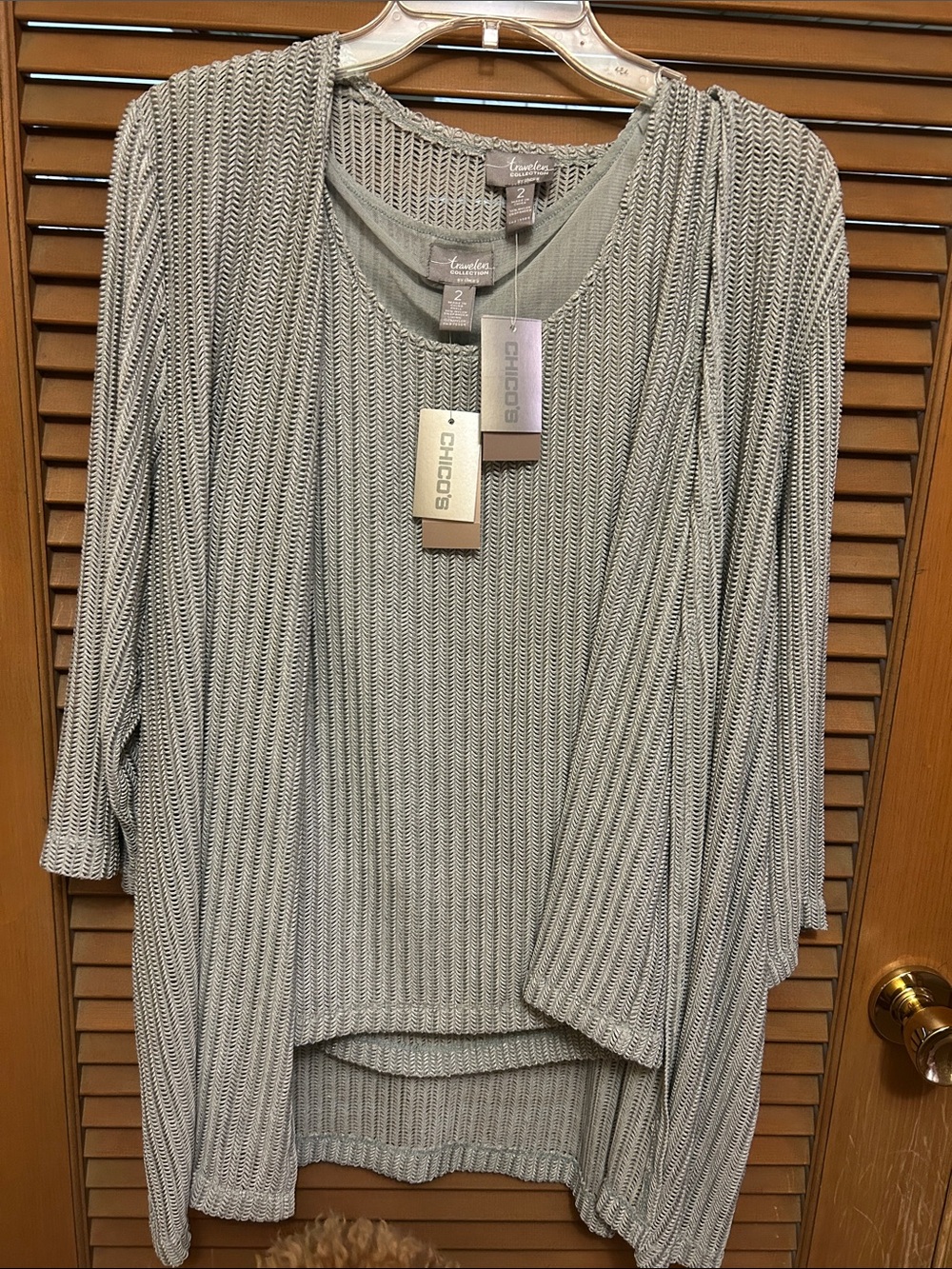 Chico's Women's Silver Shimmer tank with jacket